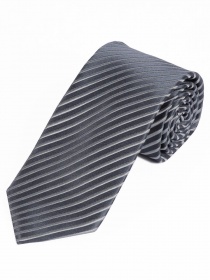 Cravate fines rayures anthracite gris argenté