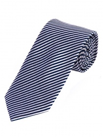 Cravate fine rayures bleu foncé blanc