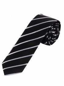 Cravate étroite fines rayures noir asphalte blanc