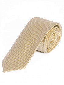 Schmale Krawatte dünne Linien perlweiß goldgelb