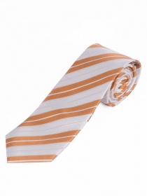 Cravate à rayures blanc perle orange