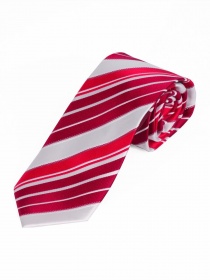 Cravate homme rayée blanc perle rouge