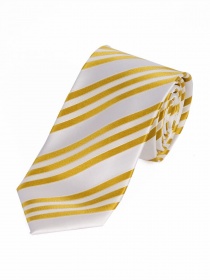 Cravate à rayures blanche et jaune