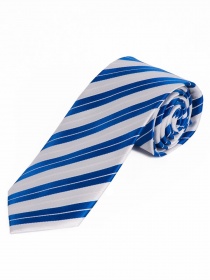 Cravate étroite à rayures blanc perle bleu royal