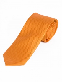 Cravate étroite unie surface rayée orange