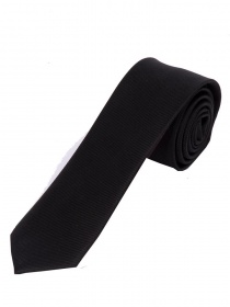 Cravate étroite unie à rayures structure noir
