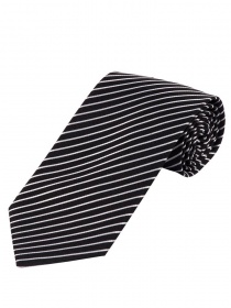 Cravate fines rayures noir asphalte blanc nacré