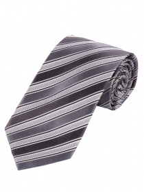 Cravate fine rayures gris argenté blanc