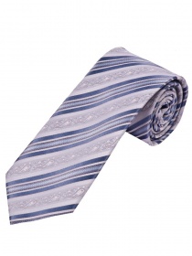 Cravate dessin floral lignes gris argenté et bleu