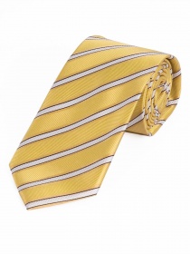 Cravate homme à rayures jaune blanc goudron noir