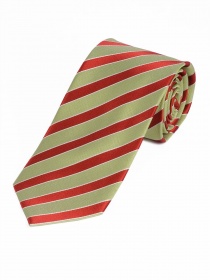 Cravate à rayures discrètes vert clair rouge blanc