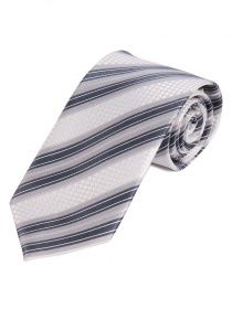 Cravate homme à rayures modernes blanc argent gris