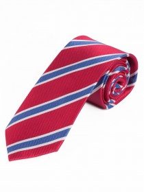 Cravate à rayures élégante rouge blanc bleu royal
