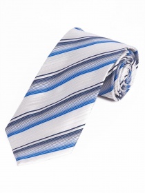 Cravate à rayures blanc bleu clair navy