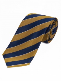 Cravate étroite, dessin noble à rayures curry bleu