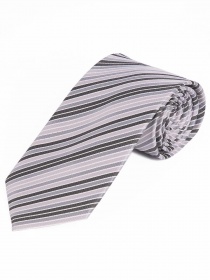 Cravate moderne rayée gris argenté anthracite