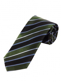 Cravate à la mode rayée vert jaguar noir goudron