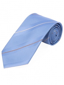 Cravate à la mode rayée bleu pigeon blanc chocolat