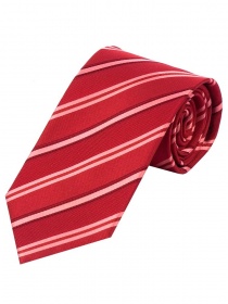 Auffallende schmale  Krawatte gestreift mittelrot rosé weinrot