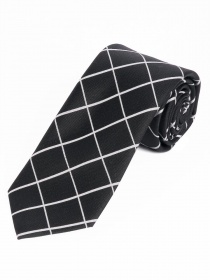 Cravate à carreaux élégante noir asphalte blanc