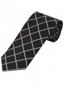 Cravate à carreaux de ligne solide noir foncé
