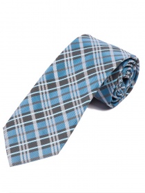 Cravate solide à carreaux bleu cyan blanc et noir