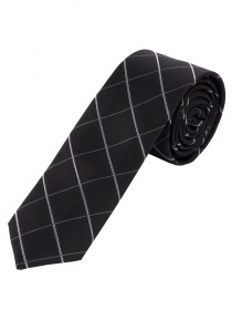 Cravate étroite, carreau de ligne solide, noir