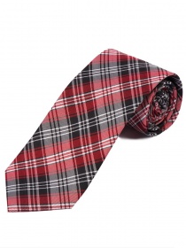 Cravate à carreaux noir blanc et rouge