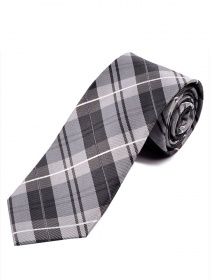 Cravate tartan noir gris argenté