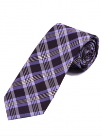 Cravate design à carreaux violet blanc perle