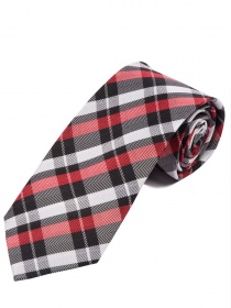 Cravate d'affaires à motif glencheck noir rouge et