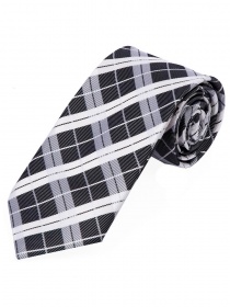 Cravate tartan étroite noir blanc nacré