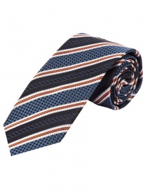 Cravate motif structuré lignes bleu pâle orange