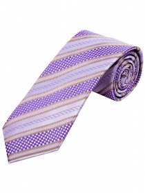 Cravate motif structuré rayures lilas crème