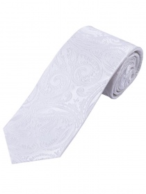 Cravate à motif paisley monochrome blanc perle
