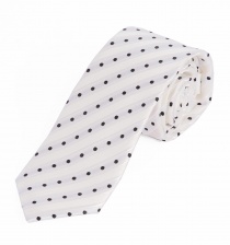 Cravate extra-longue à pois blanc perle