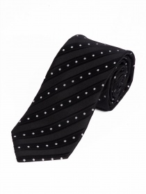 Cravate d'affaires longue rayée à pois noir