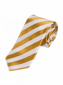 Cravate extra-longue rayures jaunes blanc neige