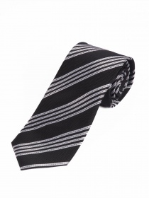 Cravate business rayée grande longueur gris foncé