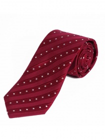 Cravate grande longueur rayée points rouge