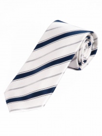 Cravate business XXL rayures blanches bleu nuit