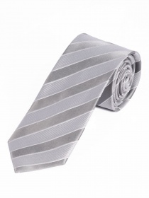 Cravate homme extra-longue à rayures gris argenté