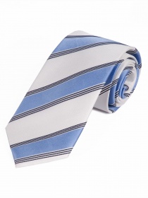 Überlange Krawatte elegantes Streifen-Pattern  weiß eisblau tintenschwarz