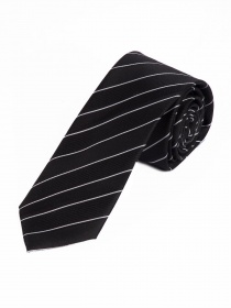 Cravate longue homme lignes fines noir nuit blanc