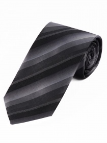 Cravate longue à rayures argentée noire