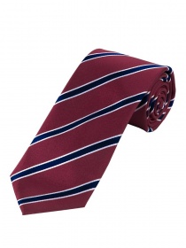 Cravate XXL stylée à rayures rouge bleu nuit blanc