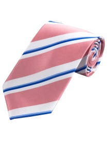 Cravate d'affaires XXL marquante rayée rose blanc