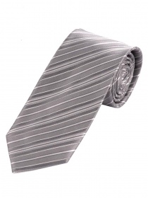 Cravate extra-longue rayures fines gris argenté