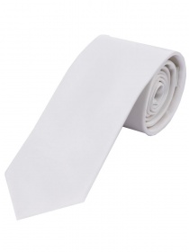 Cravate extra-longue en satin de soie uni blanc