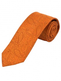 Cravate extra-longue à motif paisley, cuivre uni